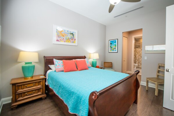 2 bedrooms, desk, iron/ironing board, travel crib