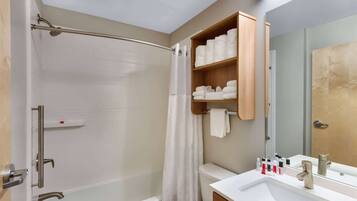 Free toiletries, hair dryer, towels, soap