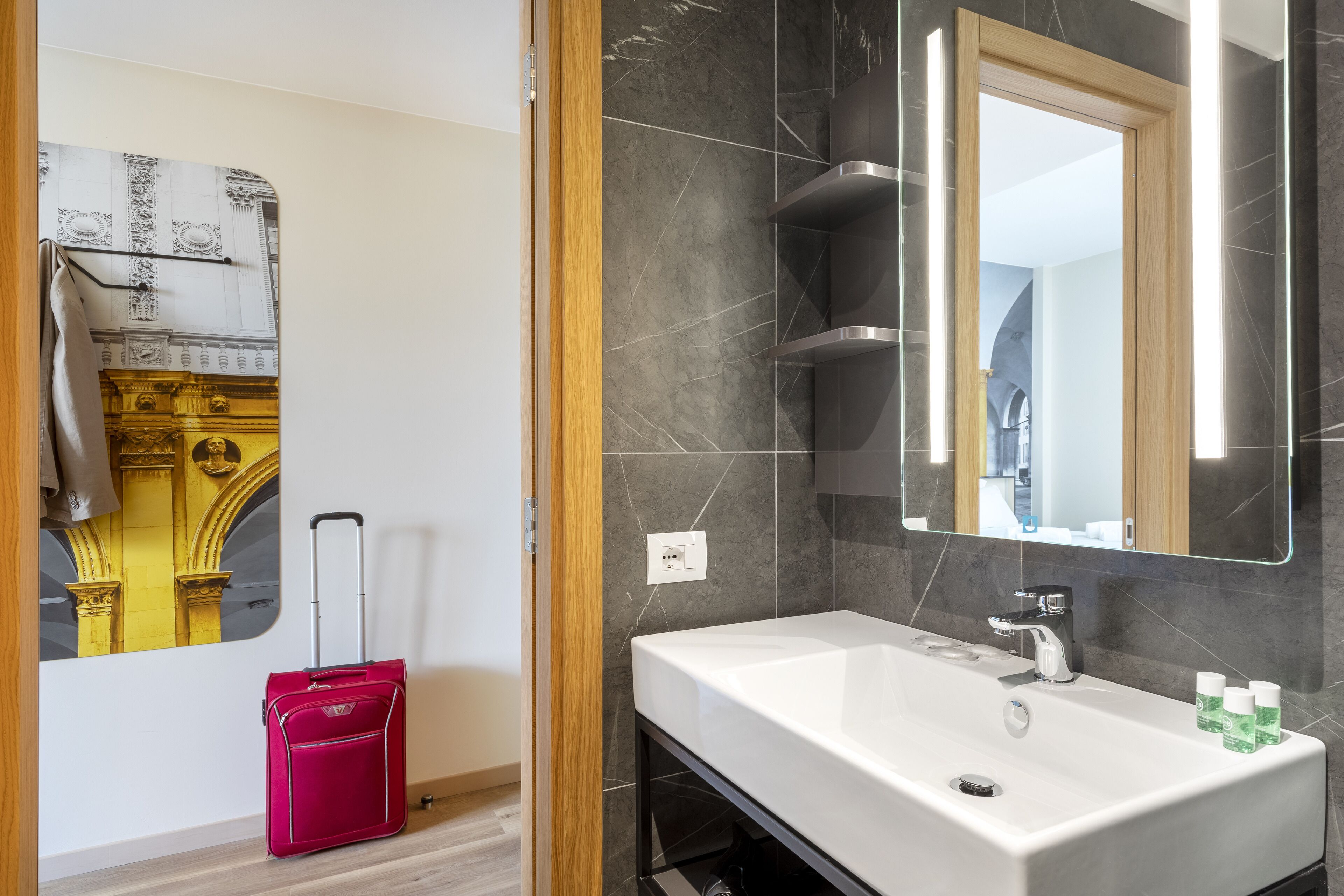 superior triple room | bathroom | shower, hair dryer, bidet, towels