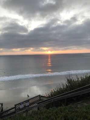 Enjoy the tranquil ocean views from the staircase leading down to the beach.