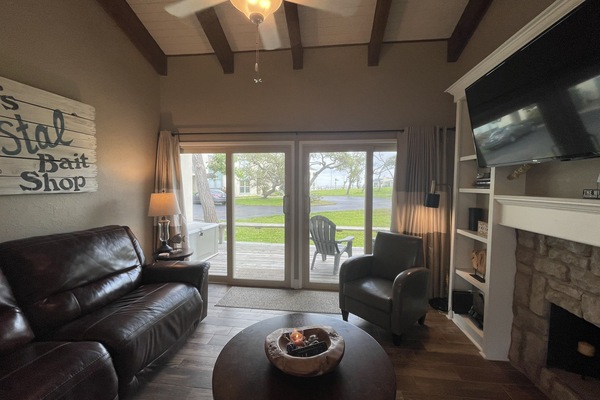 Living area with view of Aransas Bay.