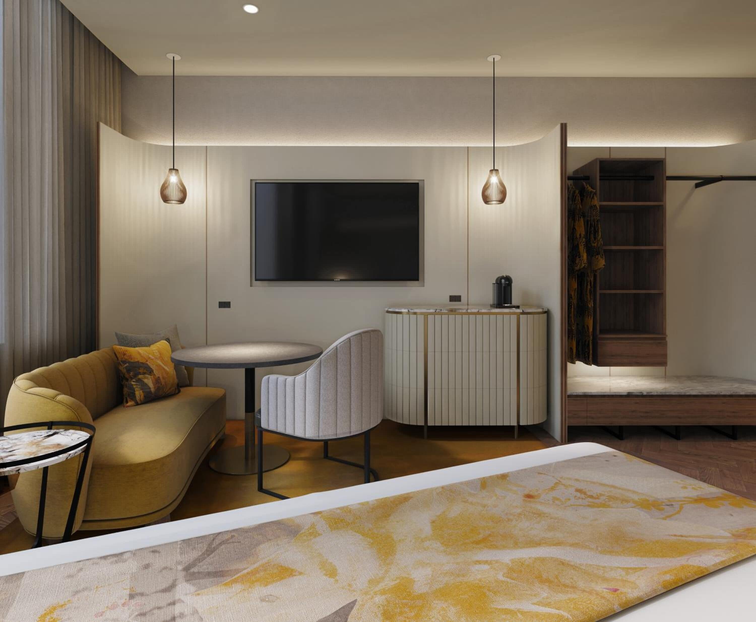 premium bedding, tempur-pedic beds, minibar, in-room safe