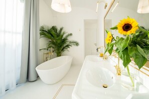 Bathtub, free toiletries, hair dryer, bidet