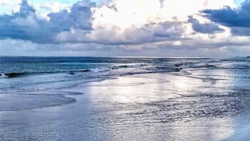 Beach nearby, sun-loungers, beach towels