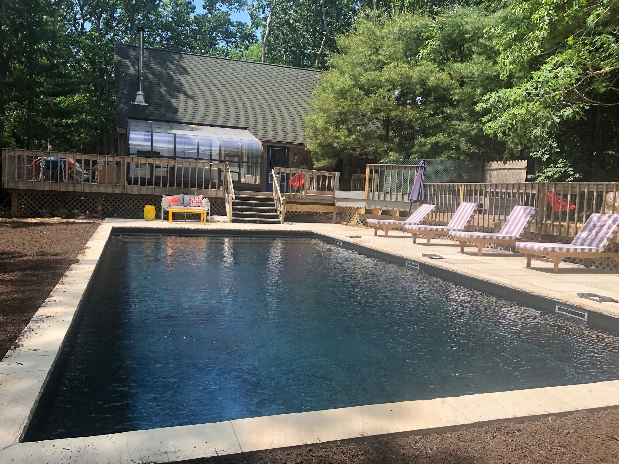 Sunny East Hampton A-frame house with gorgeous heated pool, 5 mins to beach!