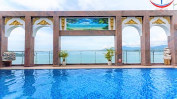 Outdoor pool, open 6:00 AM to 8:00 PM, sun loungers