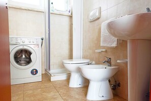 Hair dryer, soap, toilet paper