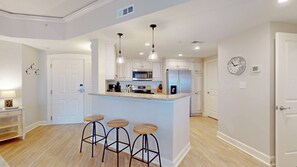 Fridge, microwave, stovetop, dishwasher - Updated Oceanfront Two Bedroom Condominium! (Hilton Head)