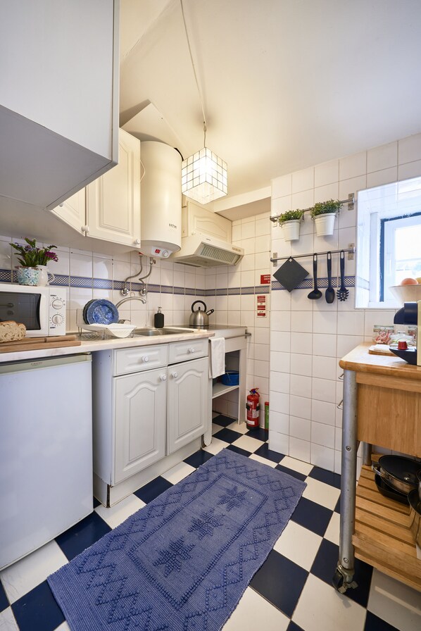 Fridge, microwave, oven, coffee/tea maker