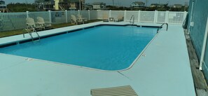 Outdoor pool - Oceanview Getaway  Same Song Twice! Condo 102 
Chillin' by the fire this winter! (Nags Head)