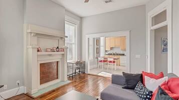 TV, fireplace, offices