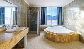 Bathtub, hair dryer, towels
