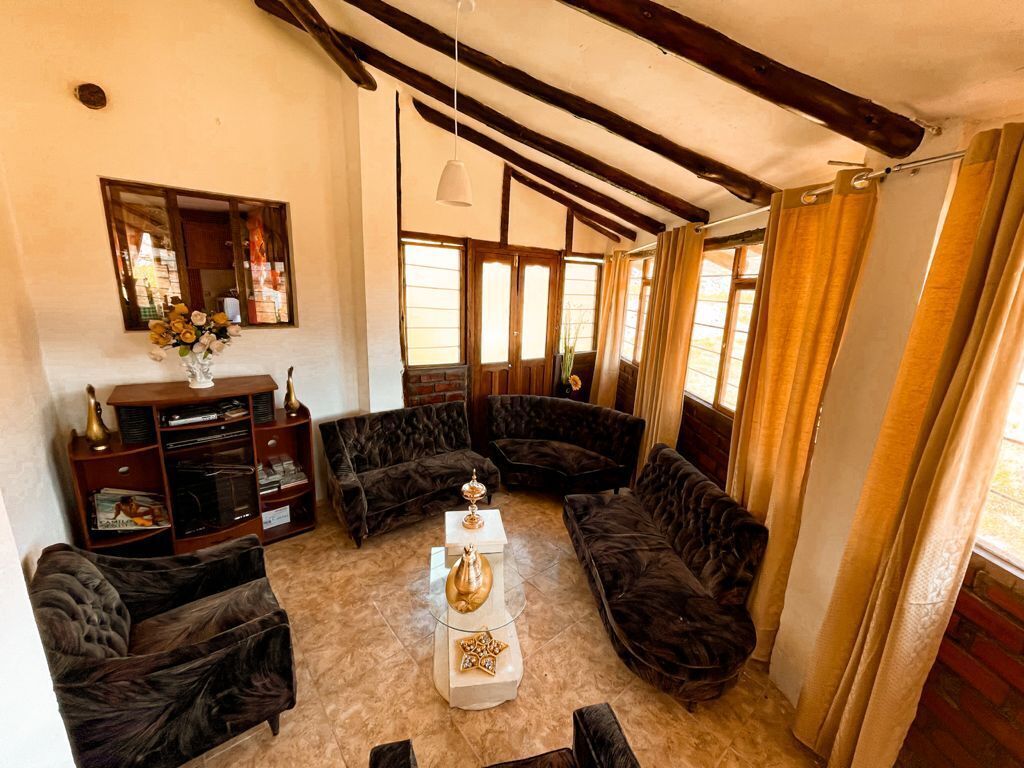 Smart TV, chimenea, libros y biblioteca musical 