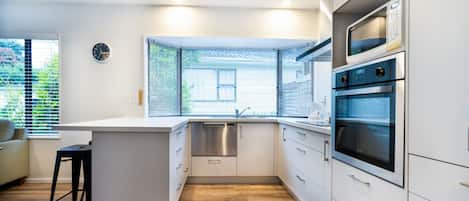 Fridge, microwave, oven, toaster