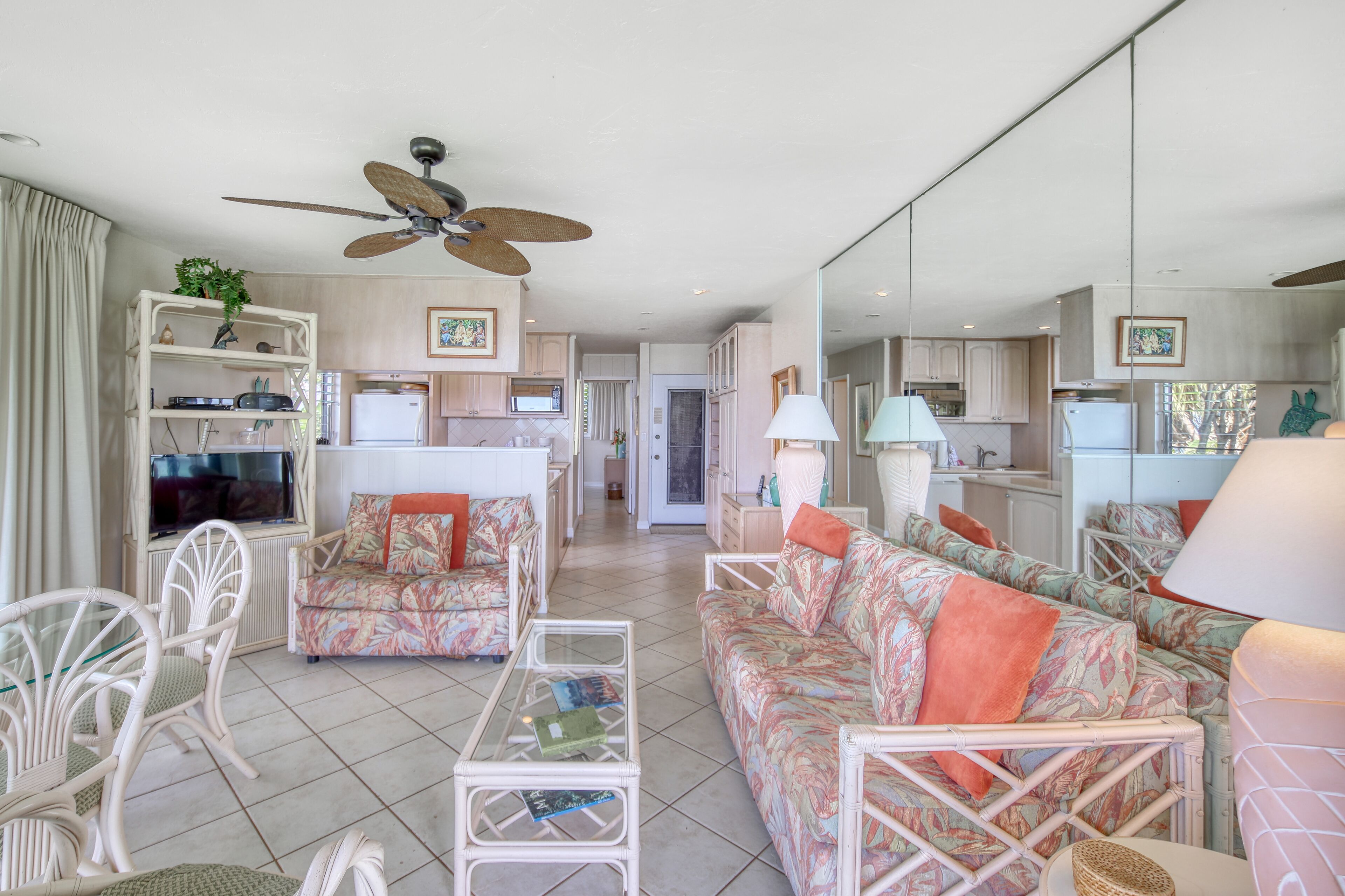 TV, DVD player, books