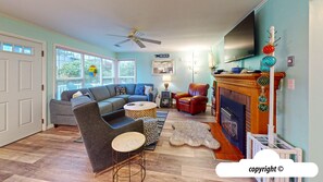 TV, fireplace, DVD player