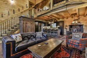 Flat-screen TV, fireplace - Thistle & Trout | Ellijay, GA (Ellijay)