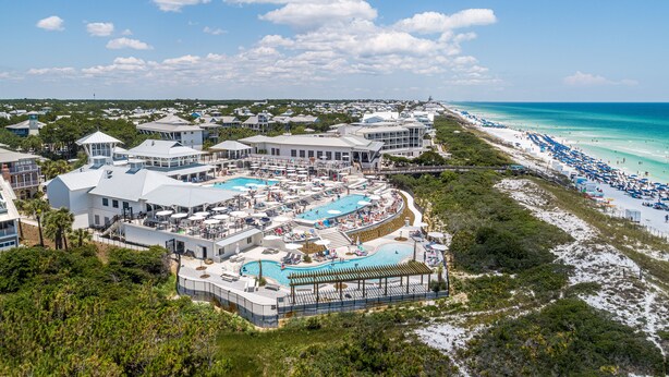 A resort with multiple swimming pools, a beach, and a view of the ocean. - Cozy WaterColor Condo - 3rd Floor Unit, Steps to Beach Club & Seaside, Bikes! (Santa Rosa Beach)