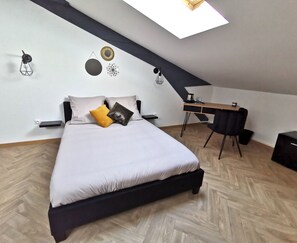 Desk, iron/ironing board, travel cot, free WiFi