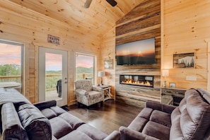 Smart TV, fireplace, Hulu, streaming services