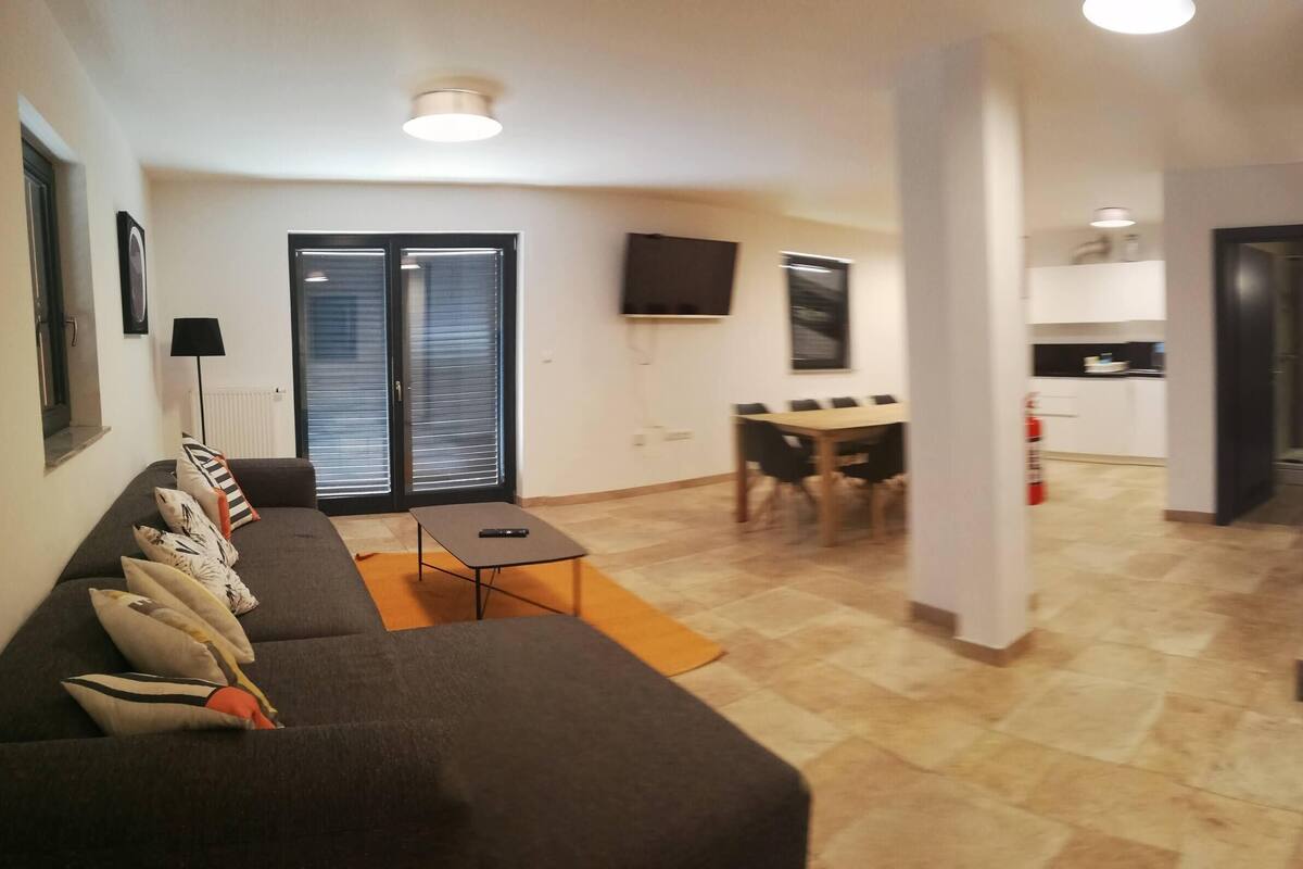 VIP Apartment | Living area | 109-cm LCD TV with digital channels, TV