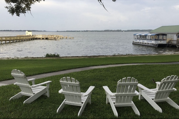 View of Dora Lake from the Lakeside Inn Historical hotel located downtown.