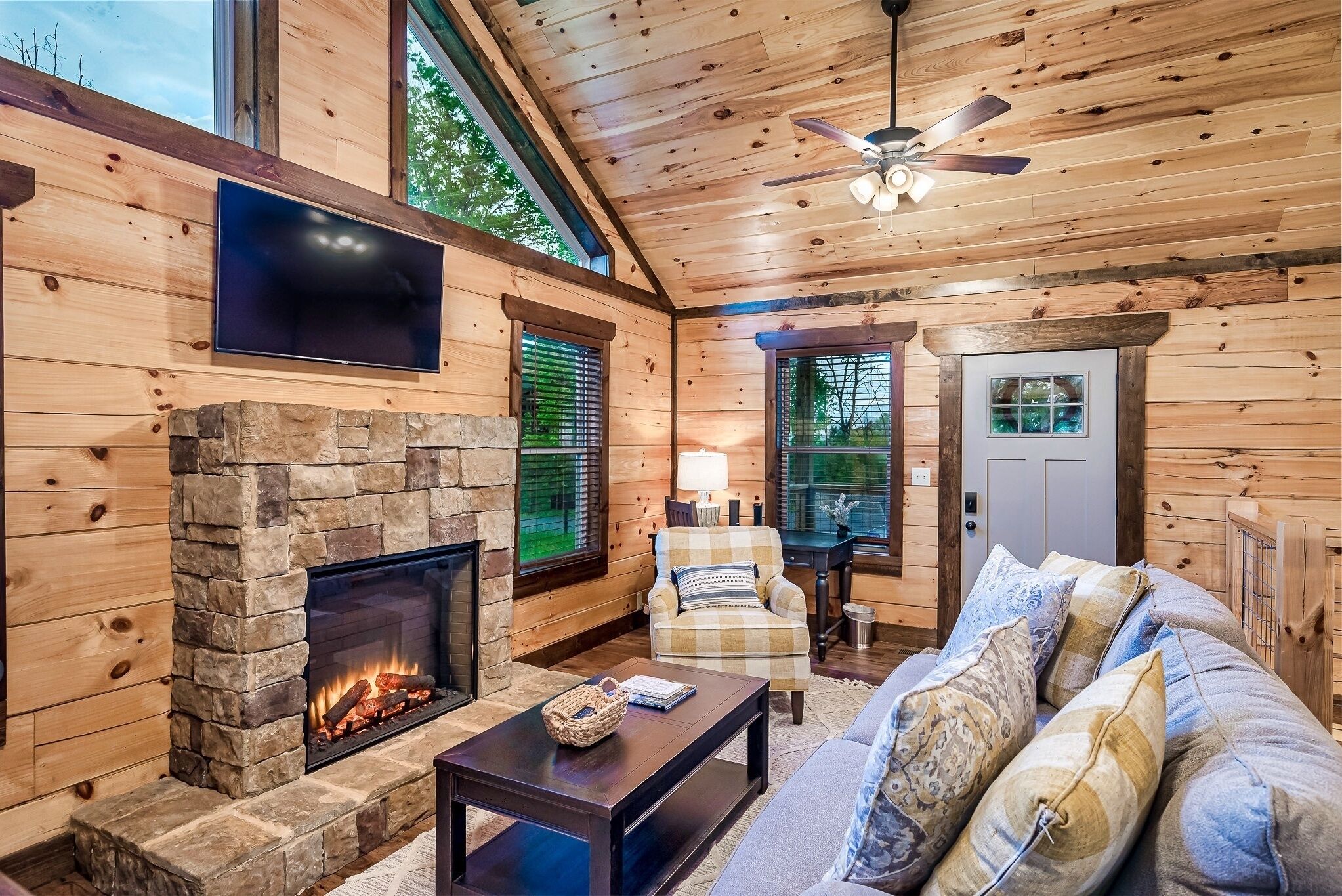 Smart TV, fireplace, video games, foosball