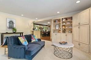 TV, fireplace, foosball