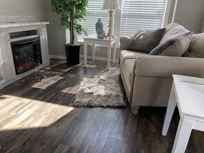 TV, fireplace