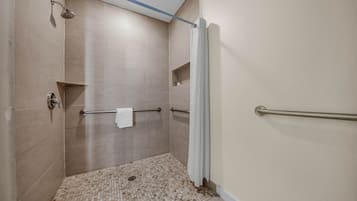 Hair dryer, towels, toilet paper