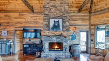 TV, fireplace, offices