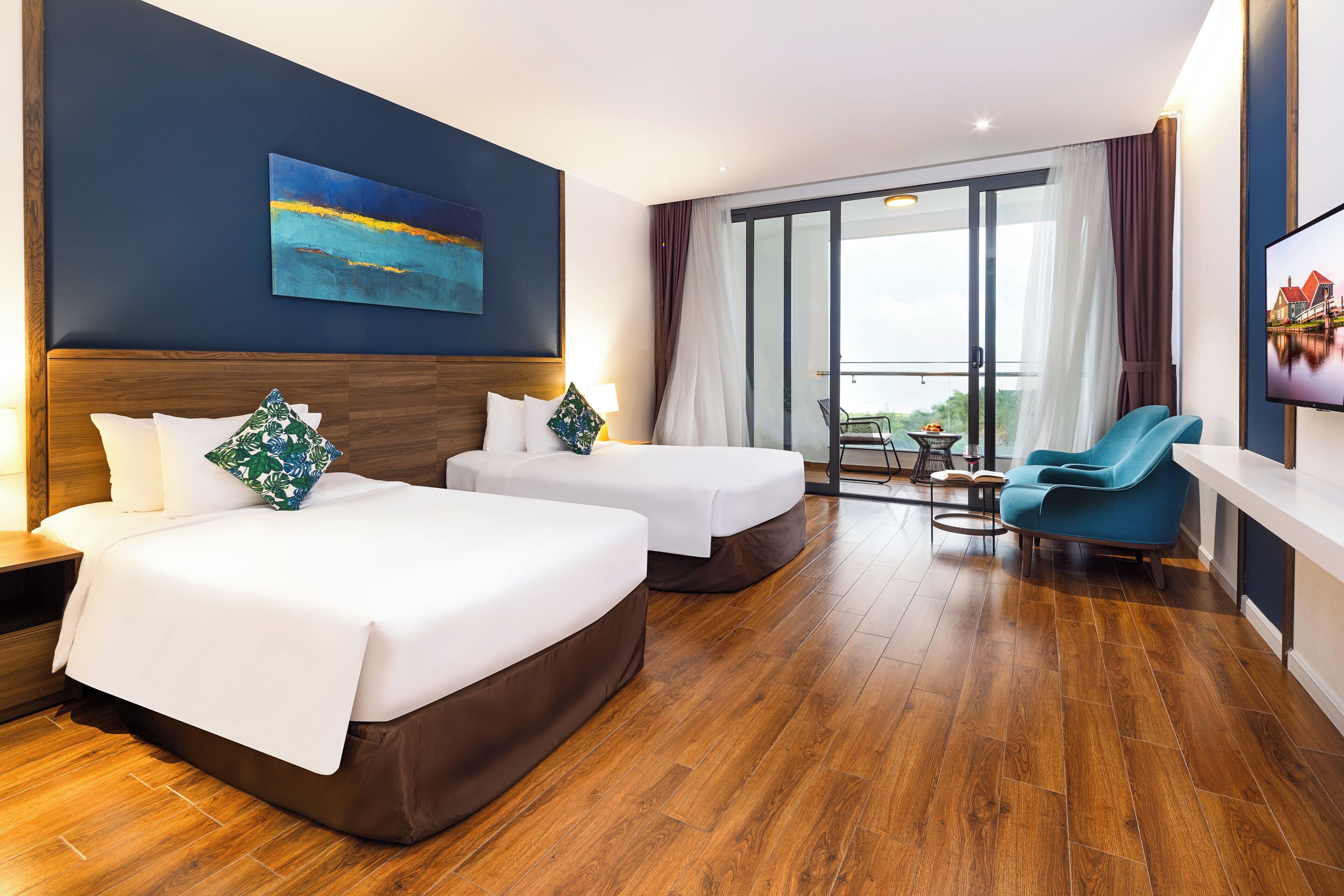 Deluxe-Zimmer, 2 Einzelbetten, Meerblick | Minibar, Zimmersafe, kostenloses WLAN, Bettwäsche