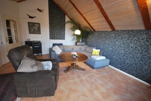 Televisión y chimenea 