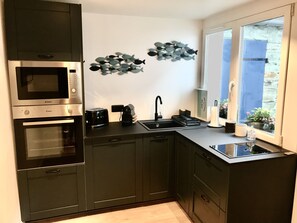 Kühlschrank, Mikrowelle, Ofen, Herdplatte