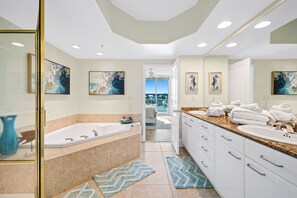Combined shower/bathtub, jetted bath, hair dryer, towels - Recently Renovated Two Bedroom With Gorgeous Water Views! Complimentary Boat Slip! (Orange Beach)