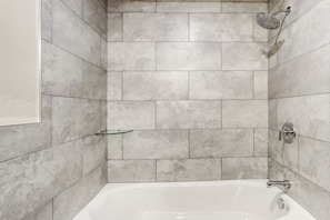 Combined shower/bathtub, hair dryer, towels - In-Town | 2 Bedroom Suite | Elk Horn Lodge 300 (Angel Fire)
