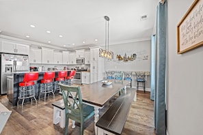 Dining - Living Coastal, 5 BR Luxury Home Across the Street from the Ocean with Salt Water Pool and Hot Tub (North Myrtle Beach)