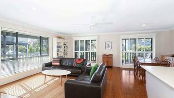 Televisio, takka, kirjoja