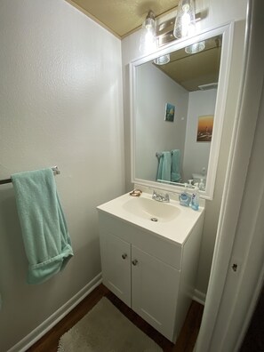 Ensemble baignoire-douche, séchoir à cheveux, serviettes fournies