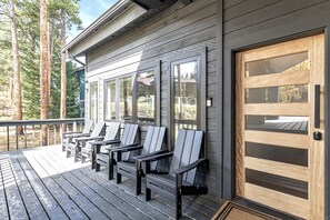 Front deck with Adirondack chairs (Deck 1)