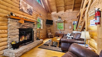 TV connectée, cheminée, jeux vidéo, lecteur de DVD