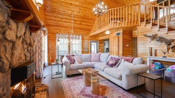 Smart TV, fireplace, DVD player, foosball