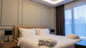 Dúplex | 1 habitación, ropa de cama de alta calidad y minibar