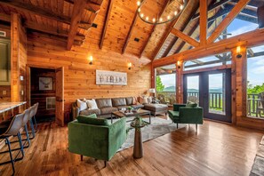 Smart TV, fireplace, video games, DVD player