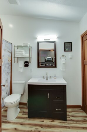 Combined shower/tub, hair dryer, towels, soap - The 4th Overlook Seeps 4, In-between Crystal Mountain and Traverse City! WI-FI  (Interlochen)