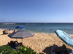 Sun-loungers, beach towels