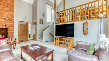 TV, fireplace, DVD player, video library