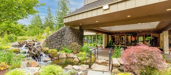 Golf-course-front home with deck, AC, fireplace, pool & hot tub - dog-friendly