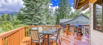 Golf-course-front home with deck, AC, fireplace, pool & hot tub - dog-friendly