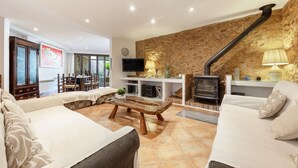 TV, fireplace, video-game console, DVD player - Holiday Home "Horta Den Menut" with Mountain Views, Pool, Wi-Fi, Garden & Terrace (Pollensa)